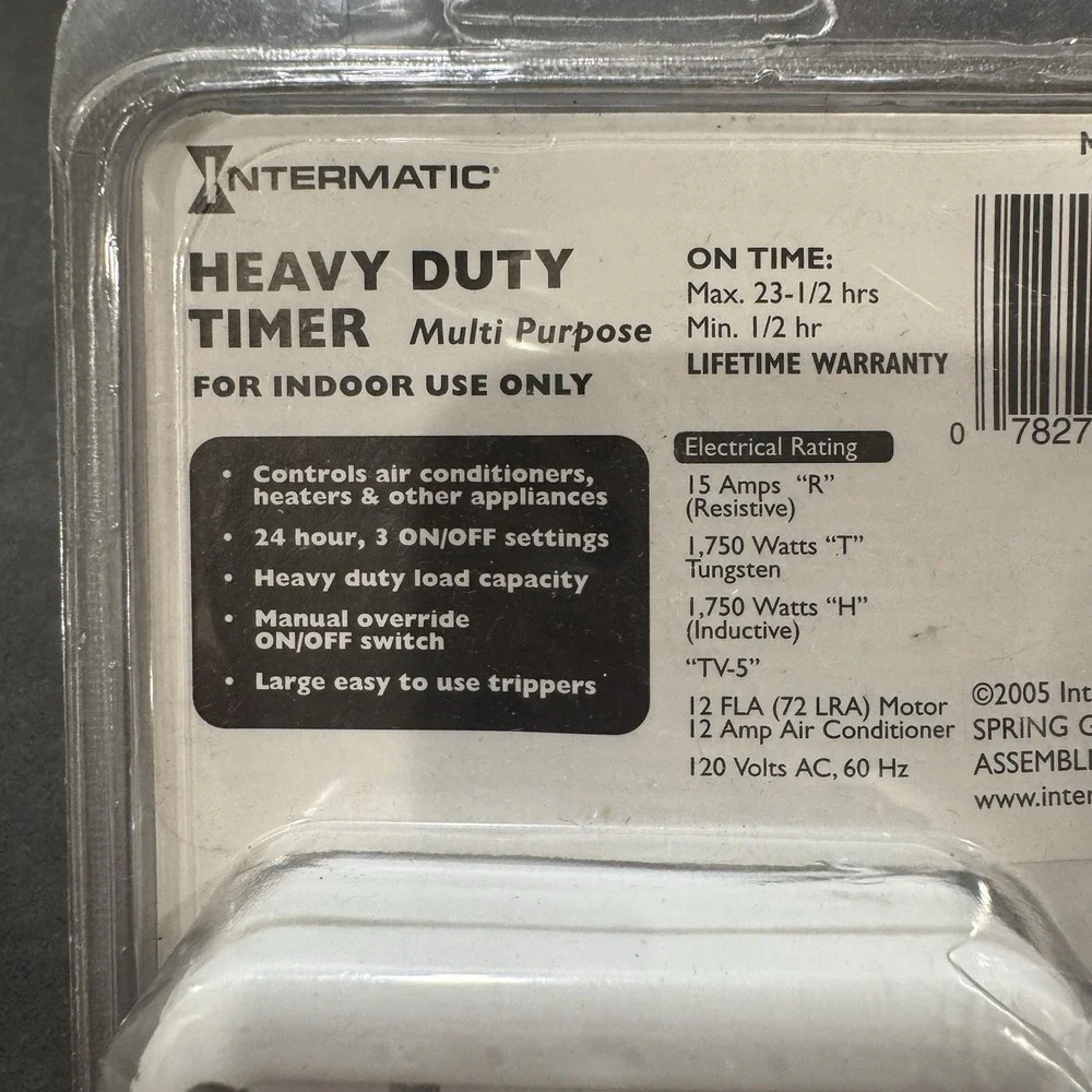 Intermatic Model TN311C Heavy Duty 24-Hour Multi-purpose Timer 3 On/Off Settings